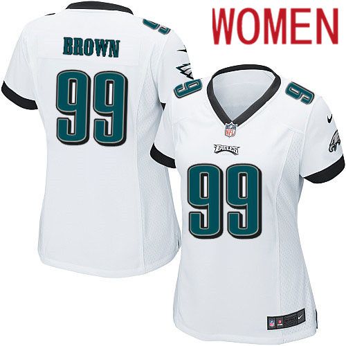 Women Philadelphia Eagles 99 Jerome Brown Nike White Game NFL Jersey